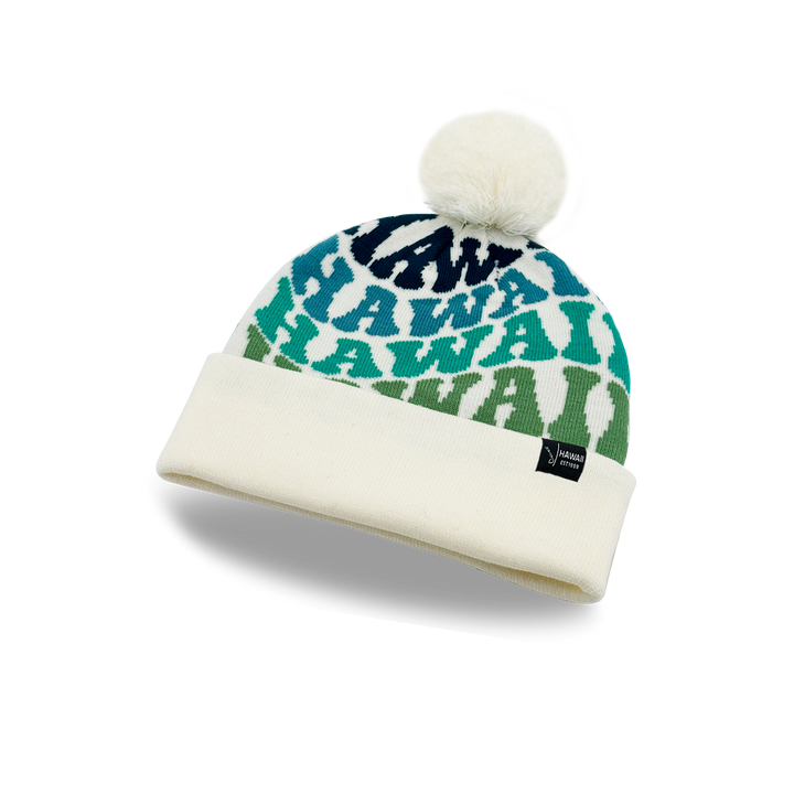 Hawaii Colorful Letter Beanie Winter Knit Hat with Pom Pom for Cold Weather