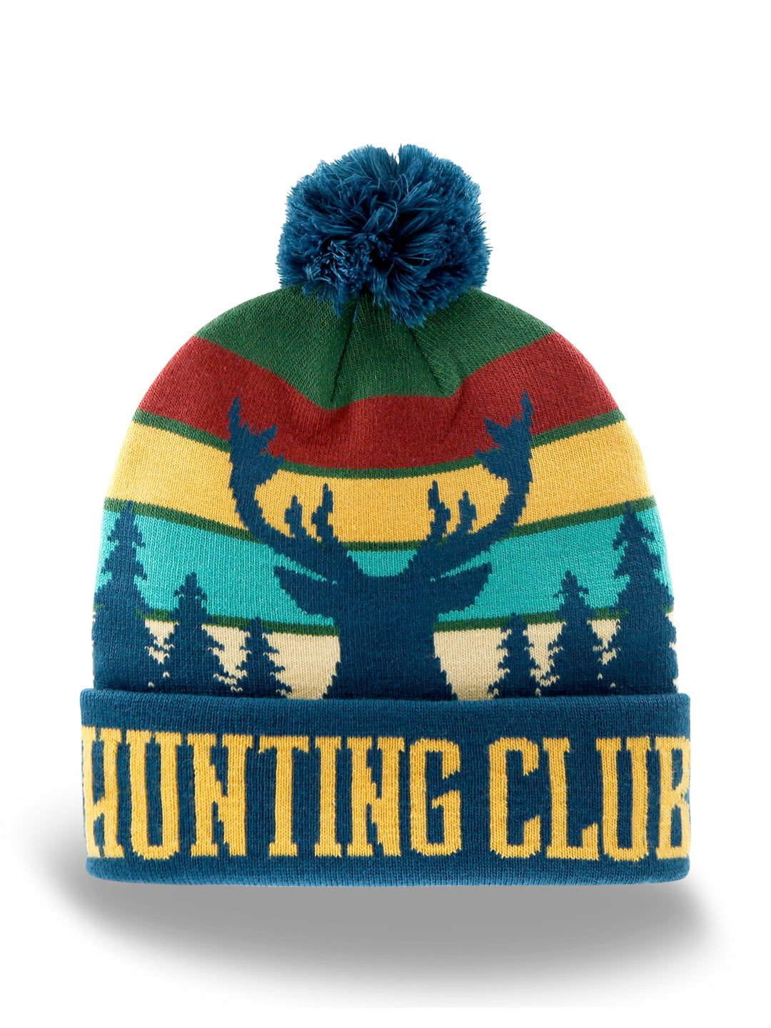 Hunting Club Knit Beanie with Pom Pom, Winter Hat for Outdoorsmen and Deer Season