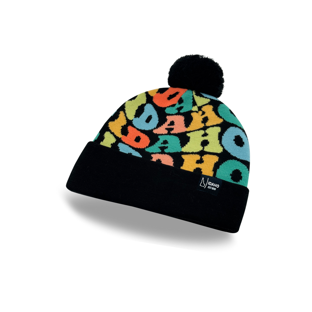 IDAHO Colorful Pom Pom Beanie - Warm Knitted Winter Hat