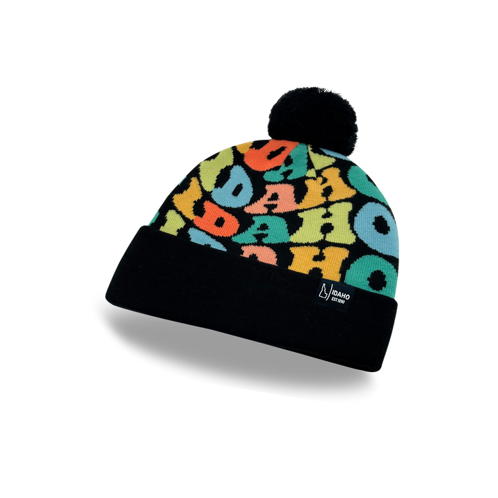 IDAHO Colorful Pom Pom Beanie - Warm Knitted Winter Hat