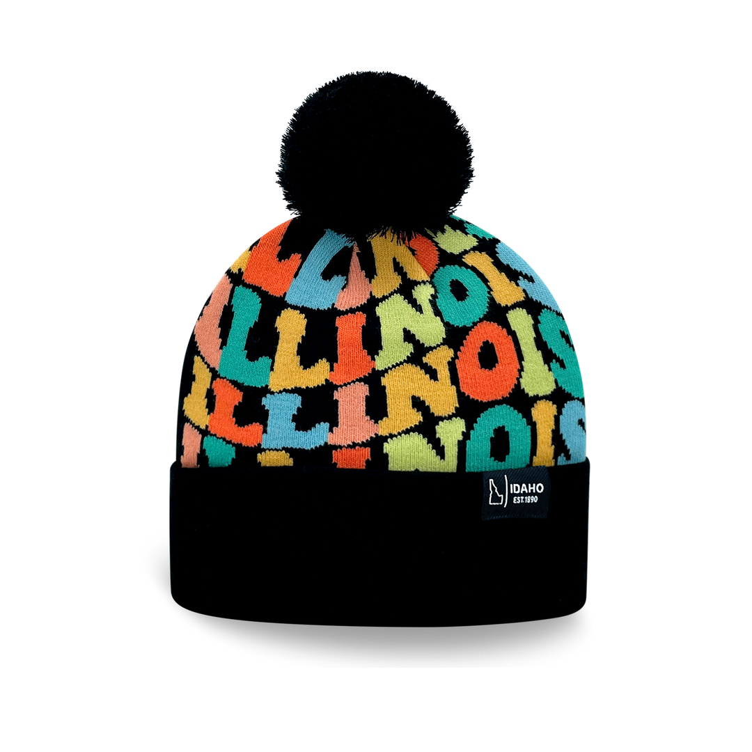 ILLINOIS Colorful Pom Pom Beanie - Warm Knitted Winter Hat