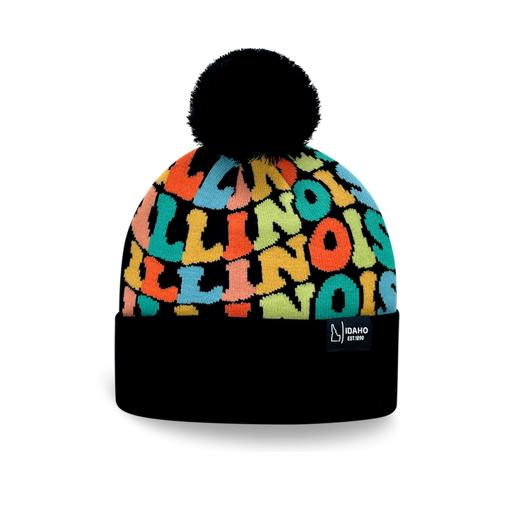 ILLINOIS Colorful Pom Pom Beanie - Warm Knitted Winter Hat