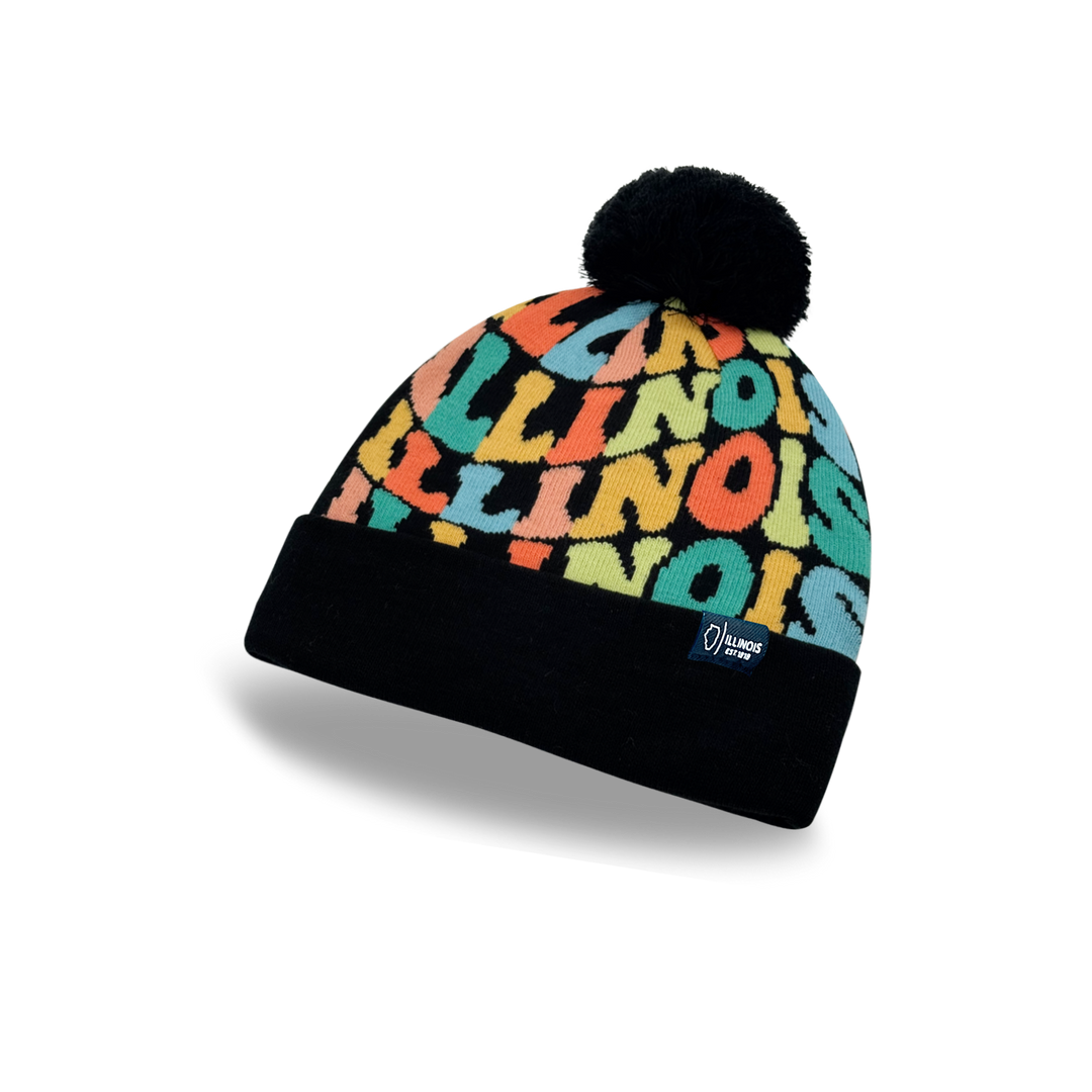 ILLINOIS Colorful Pom Pom Beanie - Warm Knitted Winter Hat