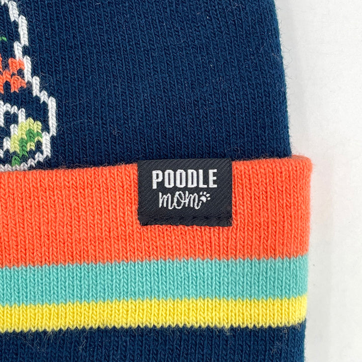 Poodle Dog Floral Pom Pom Knit Beanie, Outdoor Warm Winter Hat for Pet Lovers