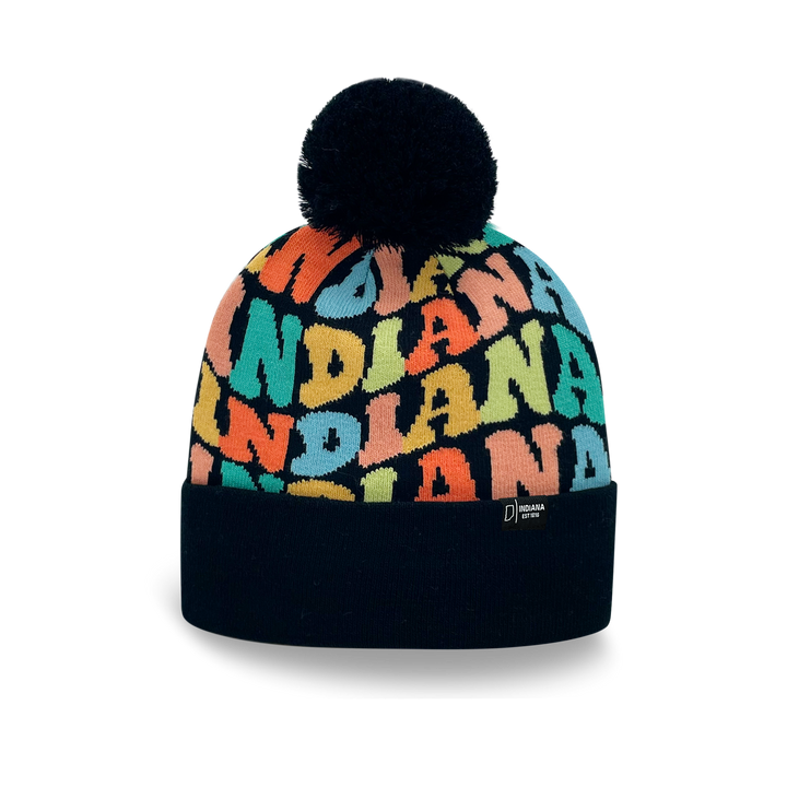 INDIANA Colorful Pom Pom Beanie - Warm Knitted Winter Hat