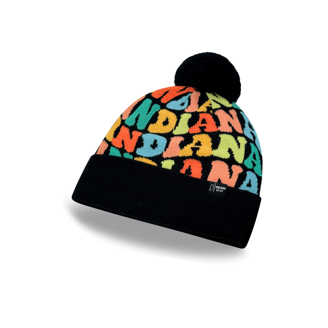 INDIANA Colorful Pom Pom Beanie - Warm Knitted Winter Hat