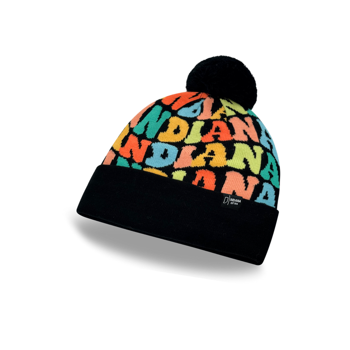 INDIANA Colorful Pom Pom Beanie - Warm Knitted Winter Hat