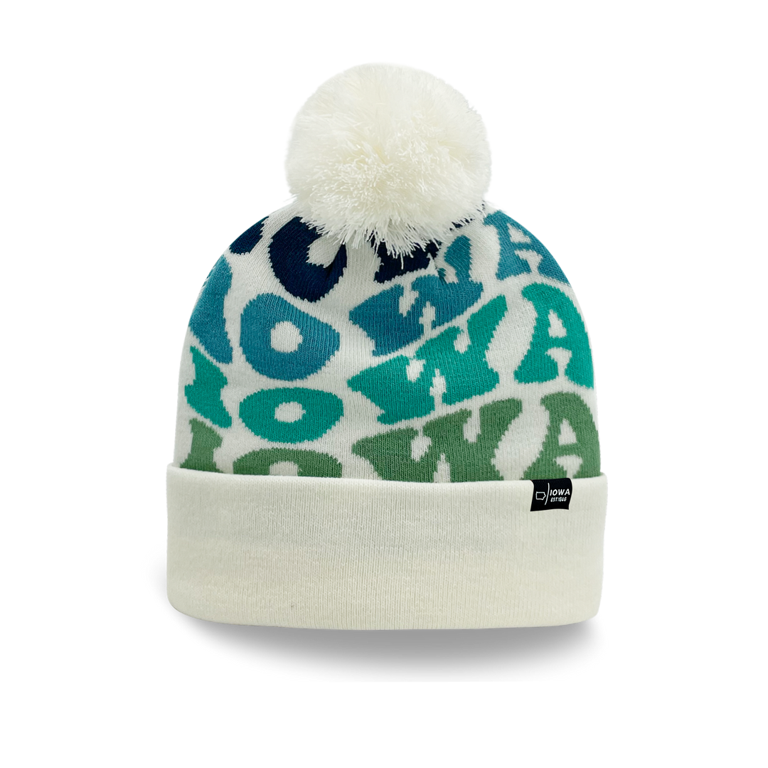 IOWA Colorful Pom Pom Beanie - Warm Knitted Winter Hat