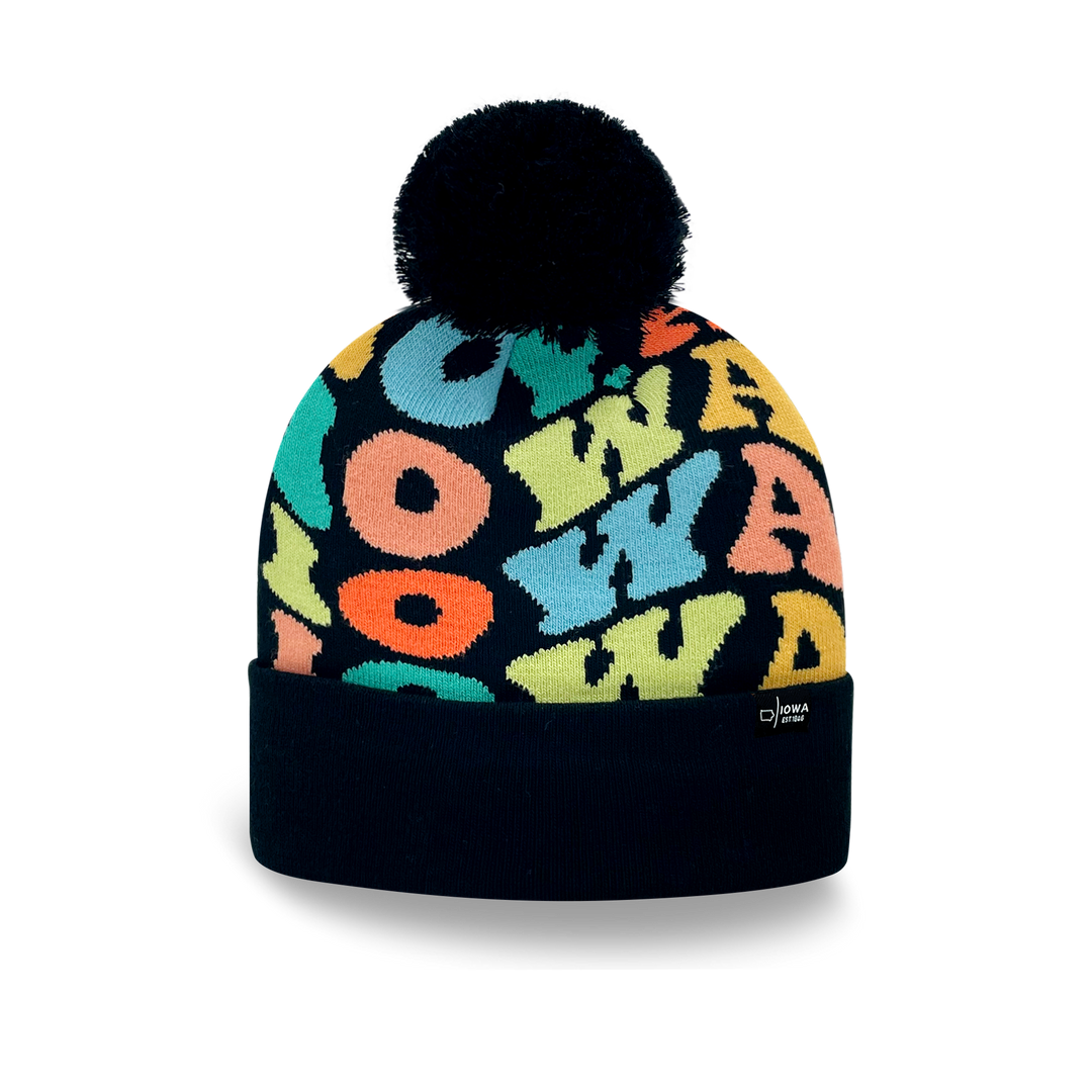 IOWA Colorful Pom Pom Beanie - Warm Knitted Winter Hat