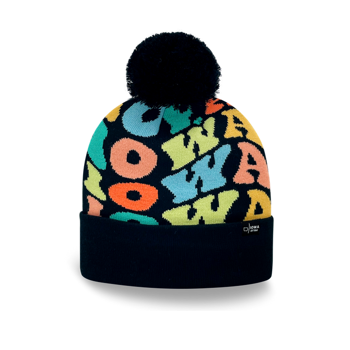 IOWA Colorful Pom Pom Beanie - Warm Knitted Winter Hat