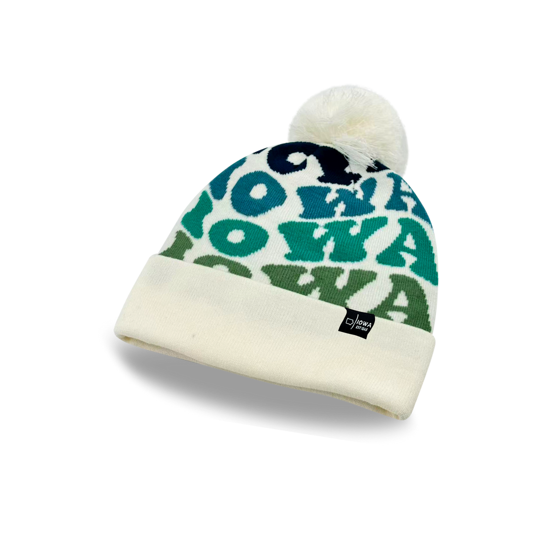 IOWA Colorful Pom Pom Beanie - Warm Knitted Winter Hat