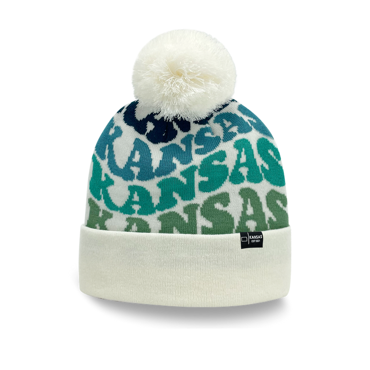 KANSAS Colorful Pom Pom Beanie - Warm Knitted Winter Hat