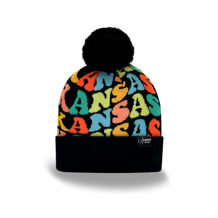 KANSAS Colorful Pom Pom Beanie - Warm Knitted Winter Hat