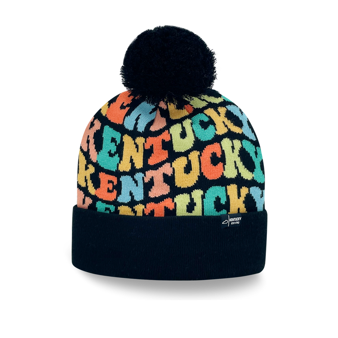 KENTUCKY Colorful Pom Pom Beanie - Warm Knitted Winter Hat