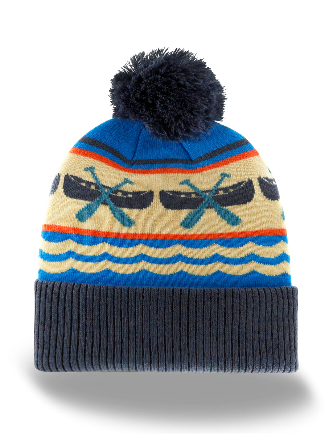Canoe Paddle Knit Beanie with Pom Pom Winter Hat Outdoor Lake Adventure Snow Gear