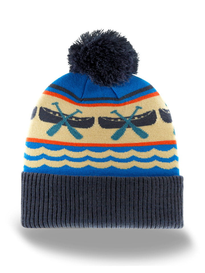 Canoe Paddle Knit Beanie with Pom Pom Winter Hat Outdoor Lake Adventure Snow Gear