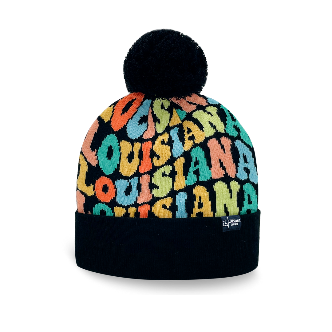 LOUISIANA Colorful Pom Pom Beanie - Warm Knitted Winter Hat