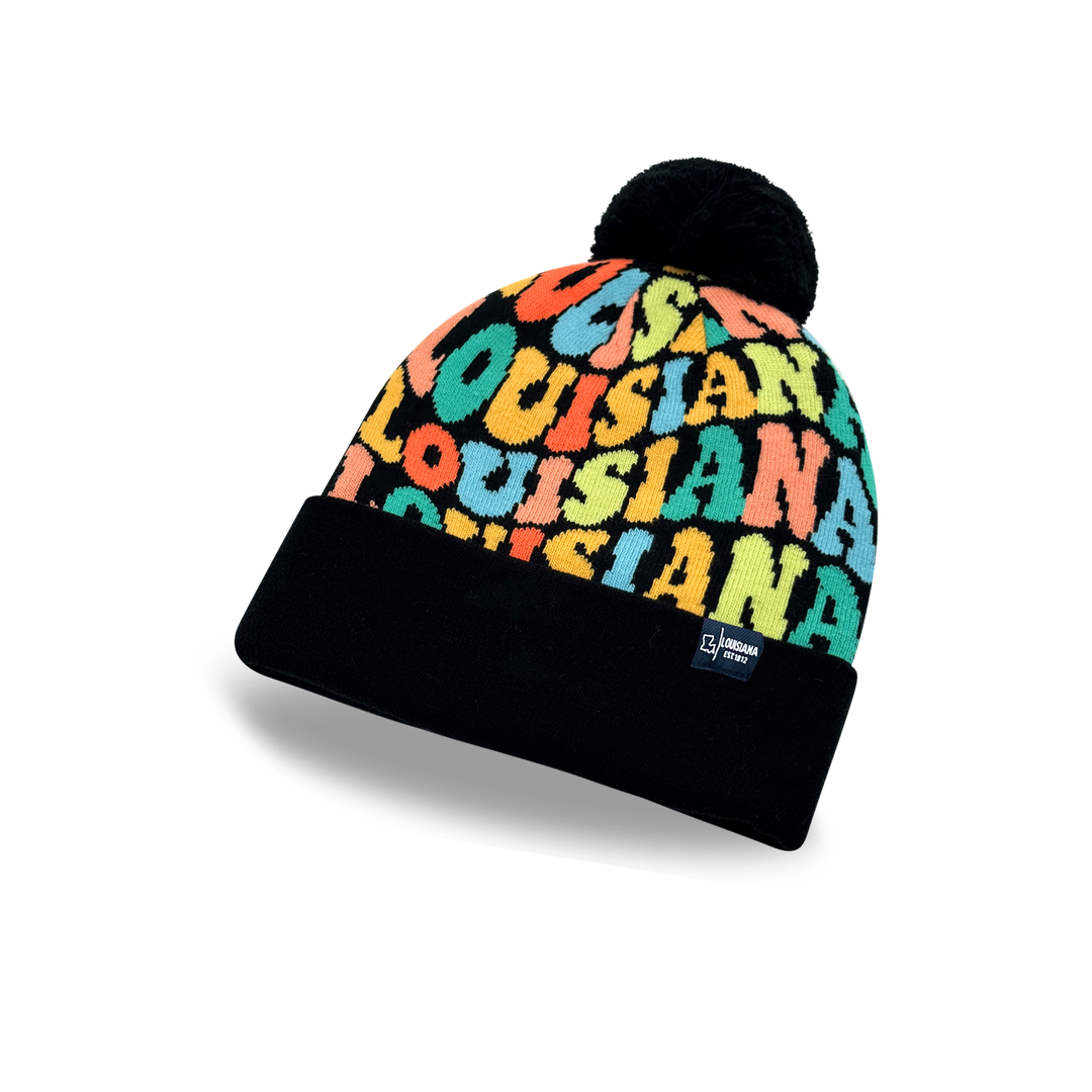 LOUISIANA Colorful Pom Pom Beanie - Warm Knitted Winter Hat