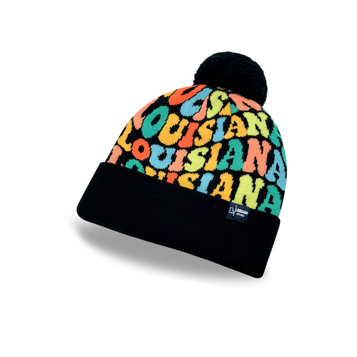 LOUISIANA Colorful Pom Pom Beanie - Warm Knitted Winter Hat