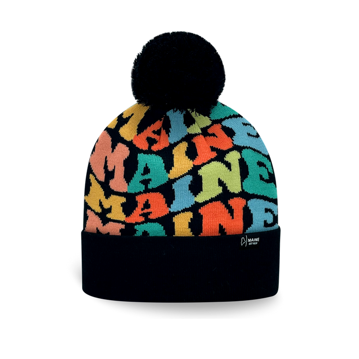 MAINE Colorful Winter Beanie Hat with Pom Pom - Cozy Knit Winter Hat