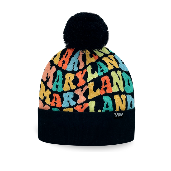 MARYLAND Colorful Knit Pom Pom Beanie - Warm Retro Winter Hat