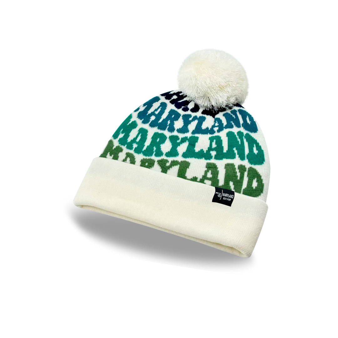 MARYLAND Colorful Knit Pom Pom Beanie - Warm Retro Winter Hat