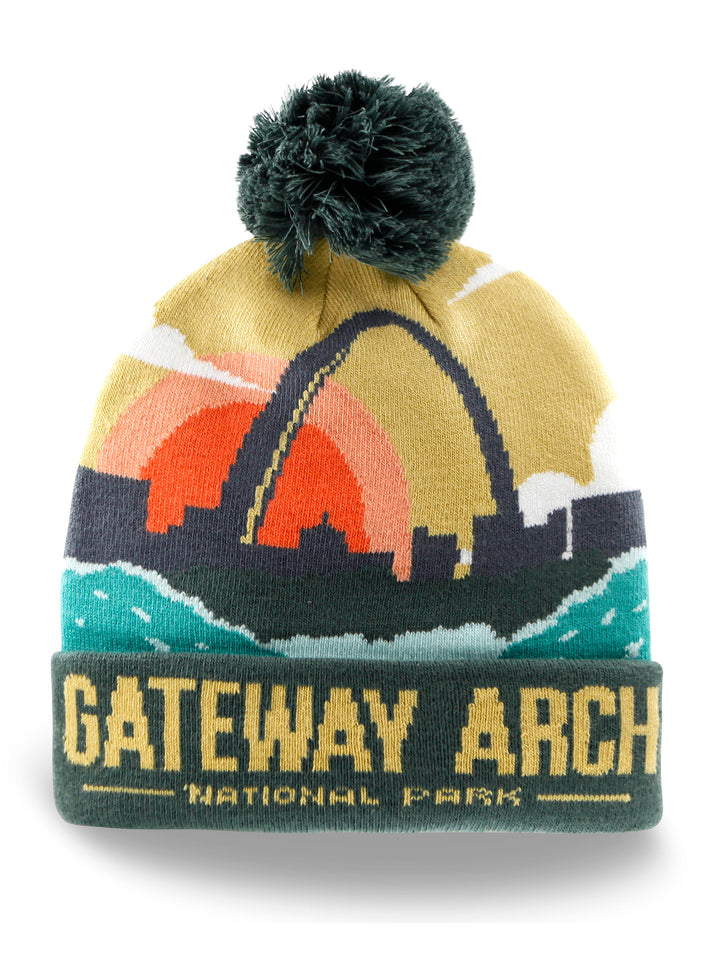 Gateway Arch National Park Beanie Hat with Pom Pom Winter Knit Cap