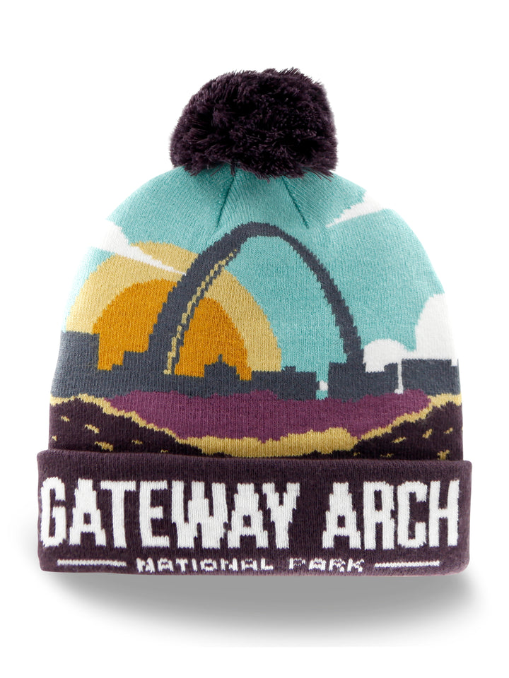 Gateway Arch National Park Beanie Hat with Pom Pom Winter Knit Cap