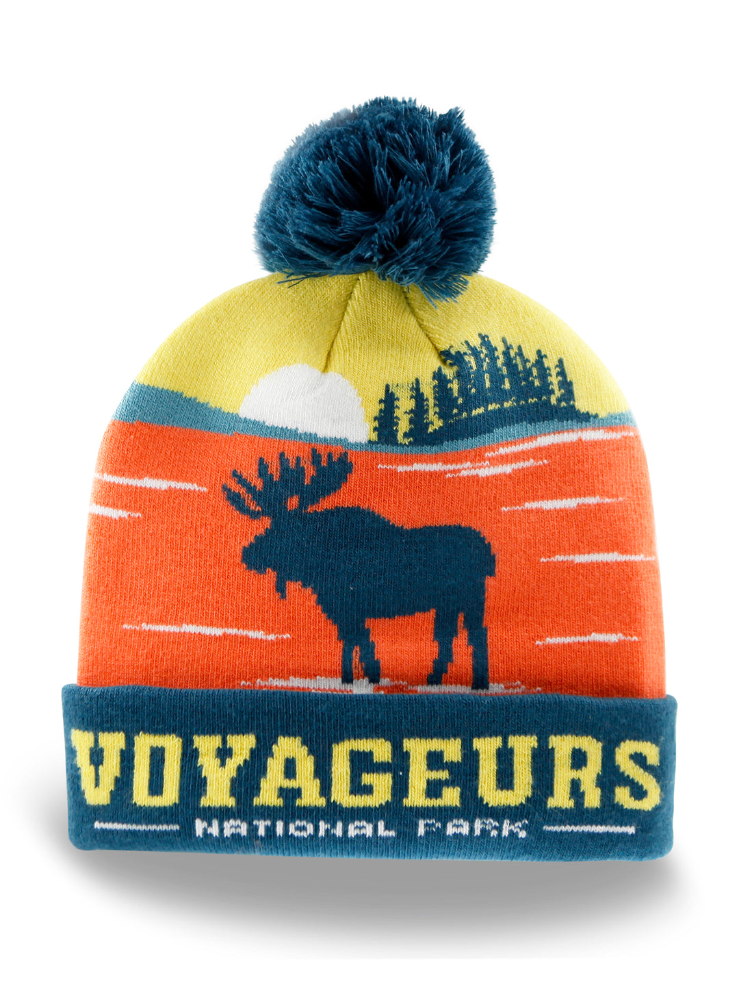 Voyageurs National Park Moose Beanie Hat with Pom Pom Winter Knit Cap