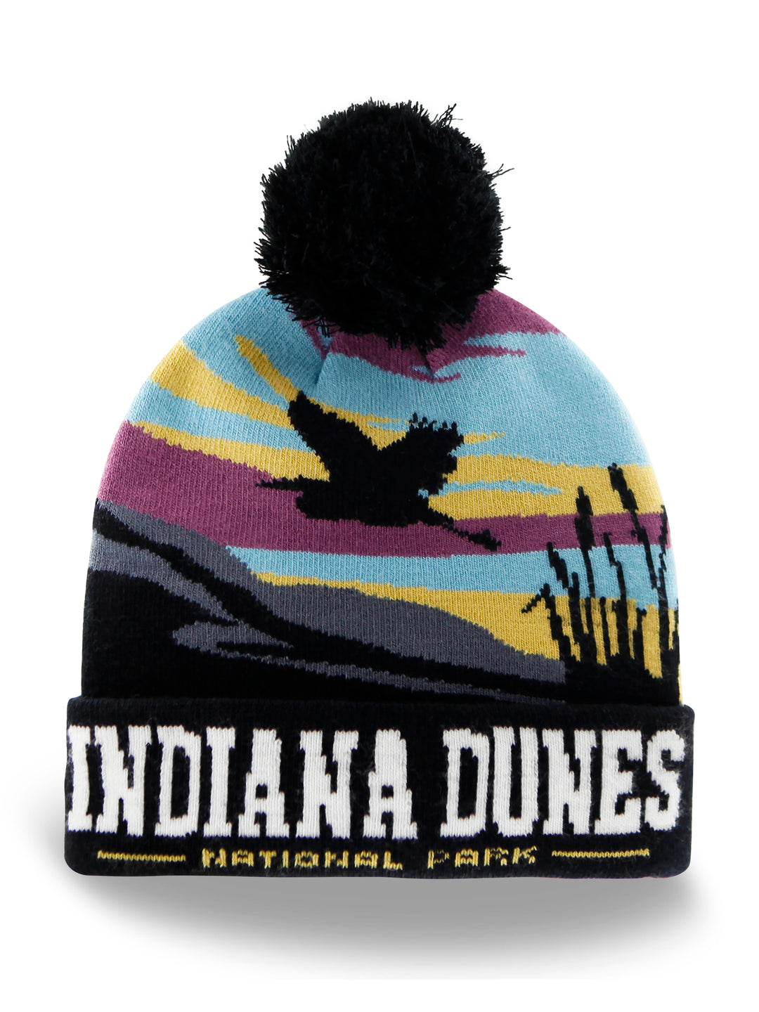 Indiana Dunes National Park Beanie Hat with Pom Pom Winter Knit Cap Bird Watching Gift