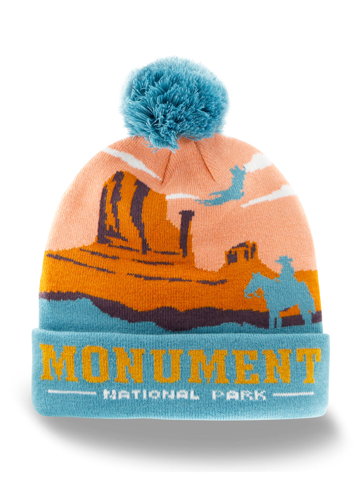 Monument Valley National Park Beanie Hat Winter Knit Pom Cap Cowboy Outdoor Souvenir