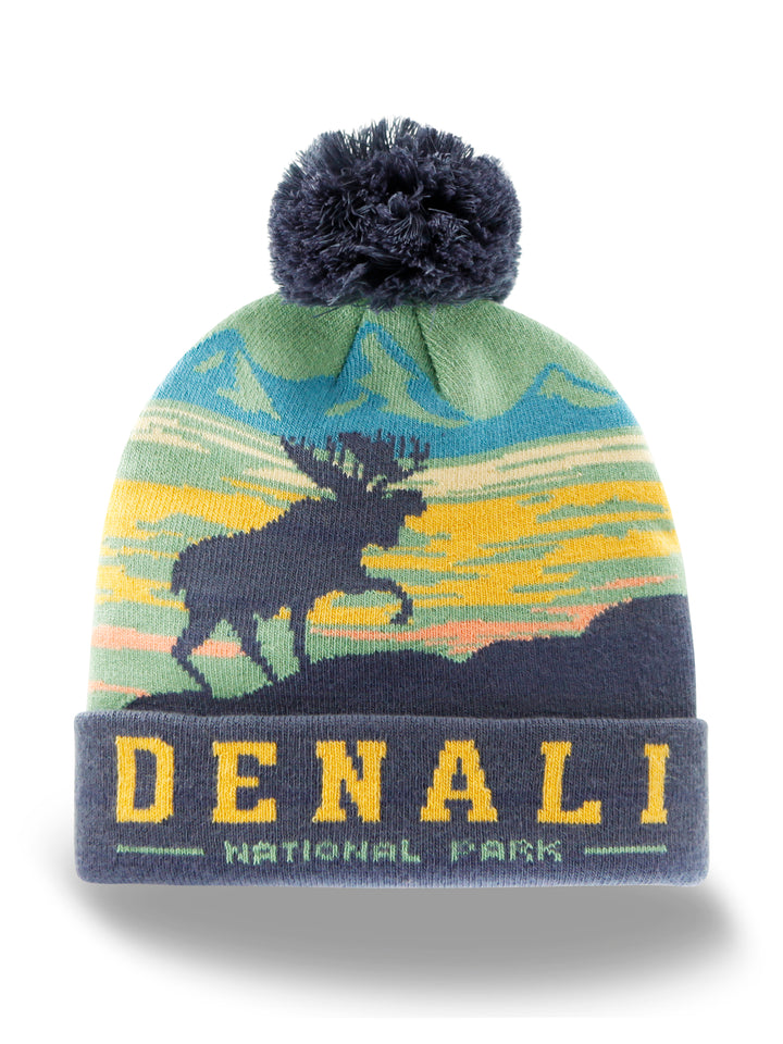 Denali National Park Beanie Winter Knit Hat with Pom Pom Warm Souvenir