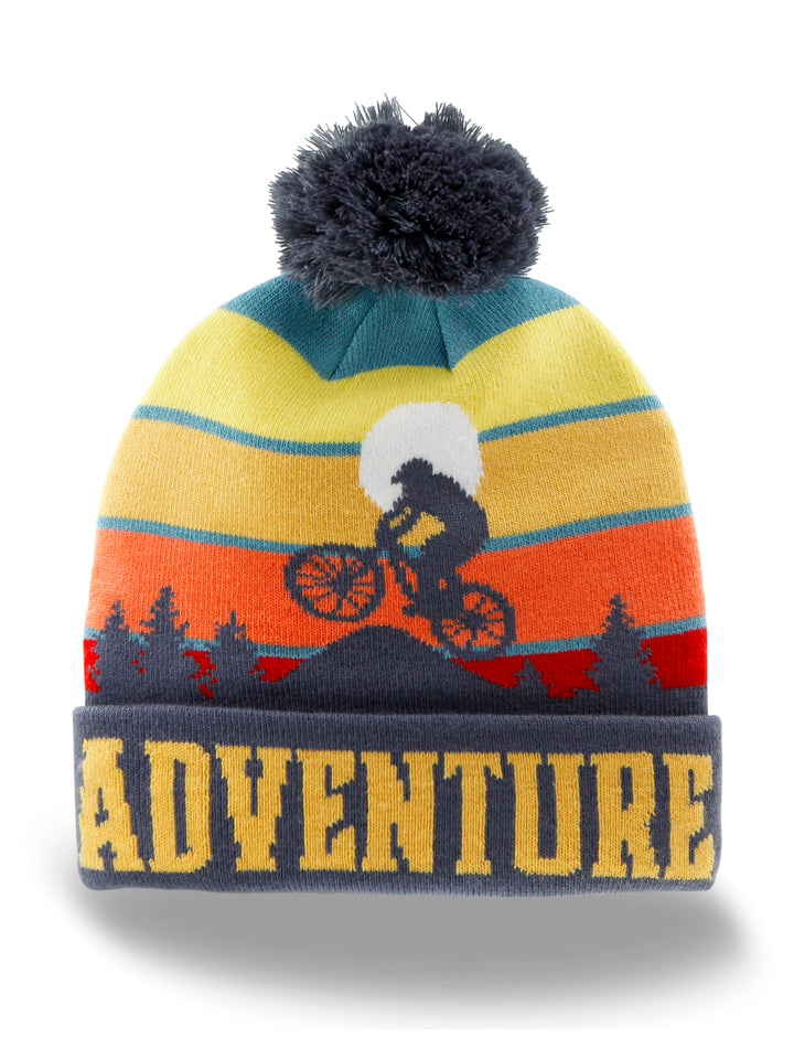 Adventure Beanie Knit Winter Hat with Pom Pom for Cycling Hiking Outdoor Sports