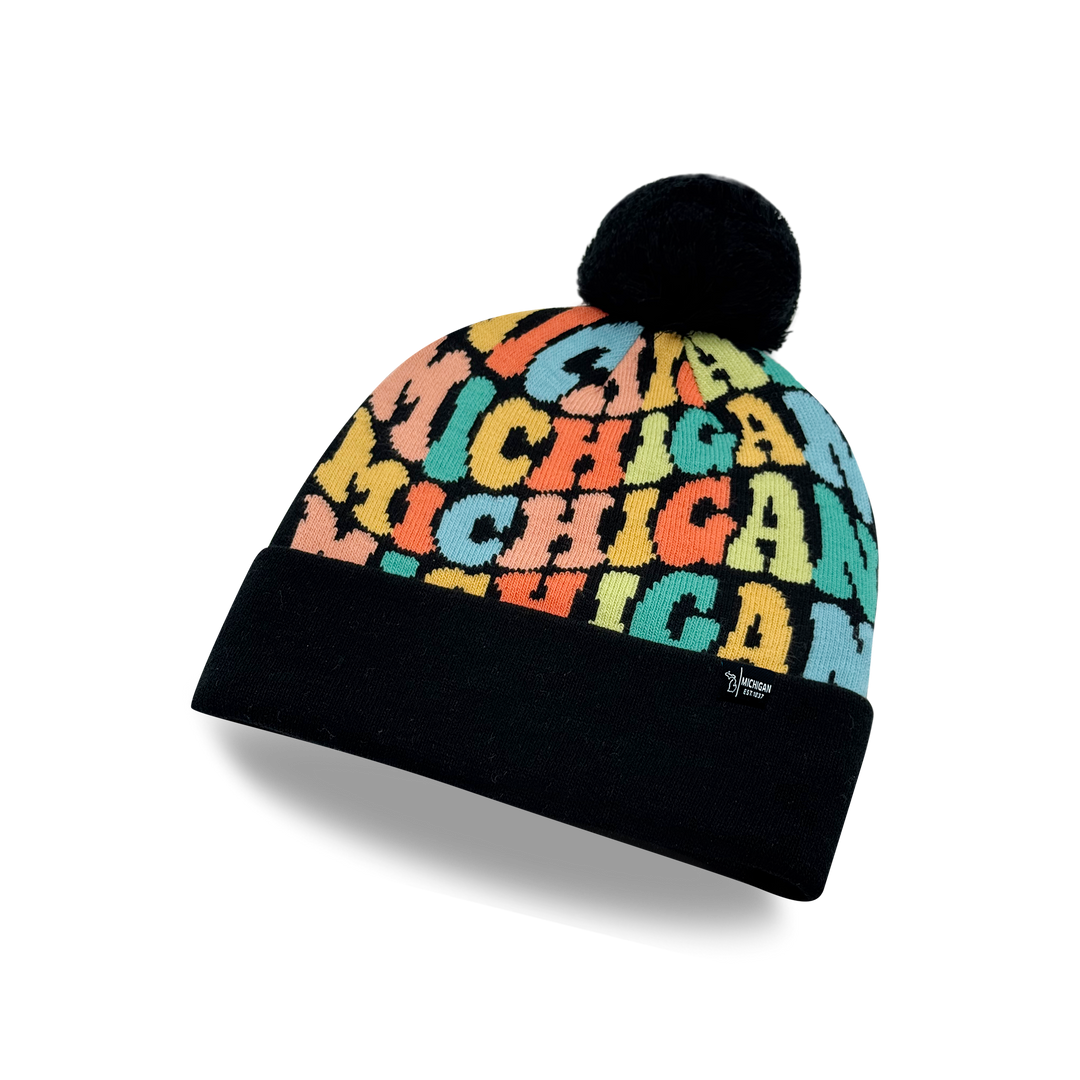 MICHIGAN Colorful Pom Pom Beanie - Warm Knitted Winter Hat