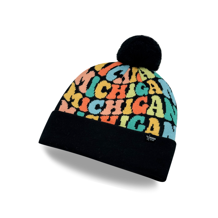 MICHIGAN Colorful Pom Pom Beanie - Warm Knitted Winter Hat