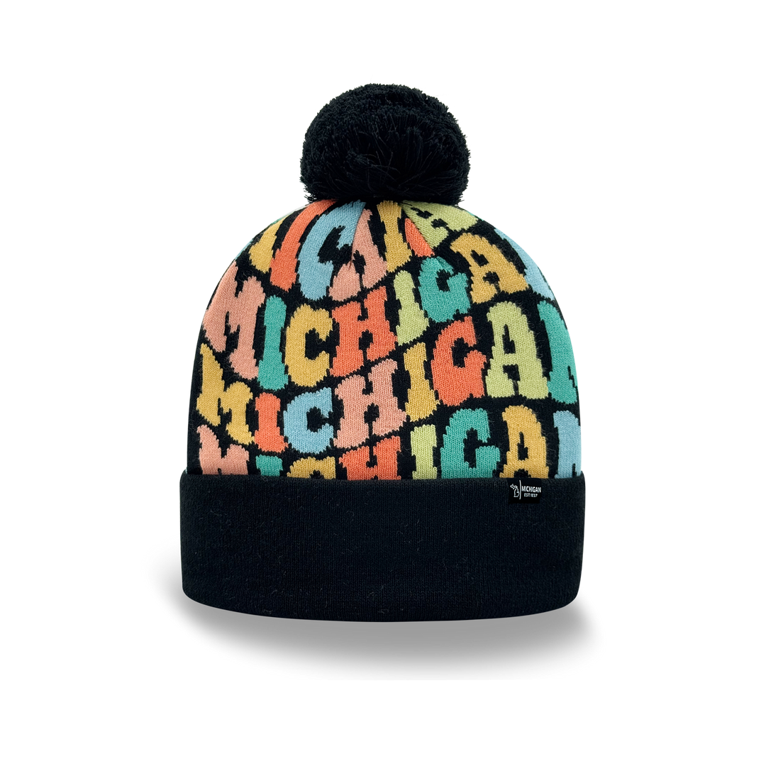 MICHIGAN Colorful Pom Pom Beanie - Warm Knitted Winter Hat