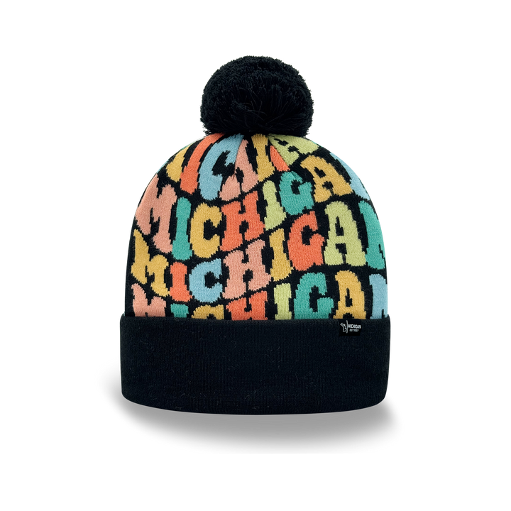 MICHIGAN Colorful Pom Pom Beanie - Warm Knitted Winter Hat