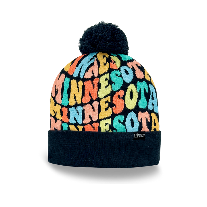 MINNESOTA Colorful Pom Pom Beanie - Warm Knitted Winter Hat