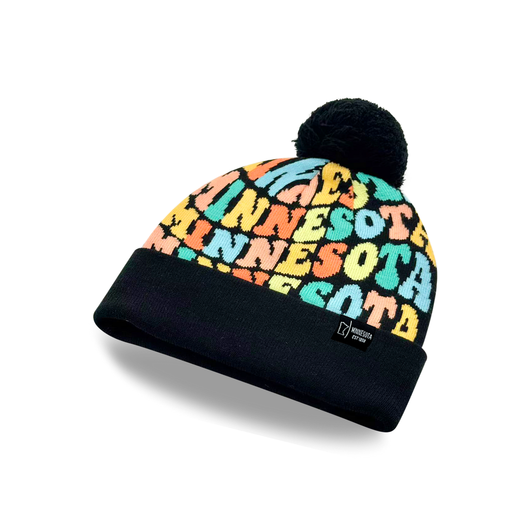 MINNESOTA Colorful Pom Pom Beanie - Warm Knitted Winter Hat