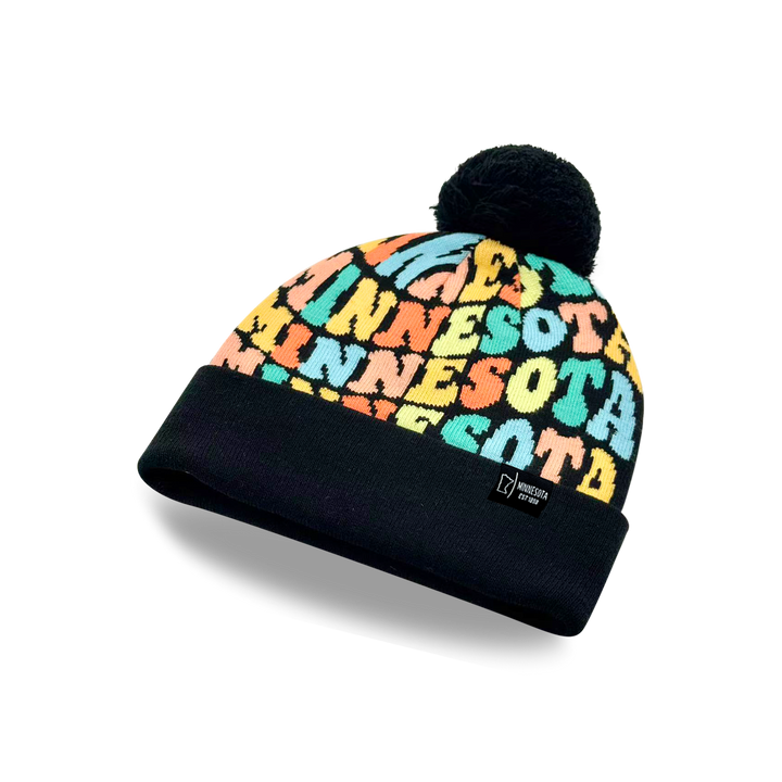 MINNESOTA Colorful Pom Pom Beanie - Warm Knitted Winter Hat