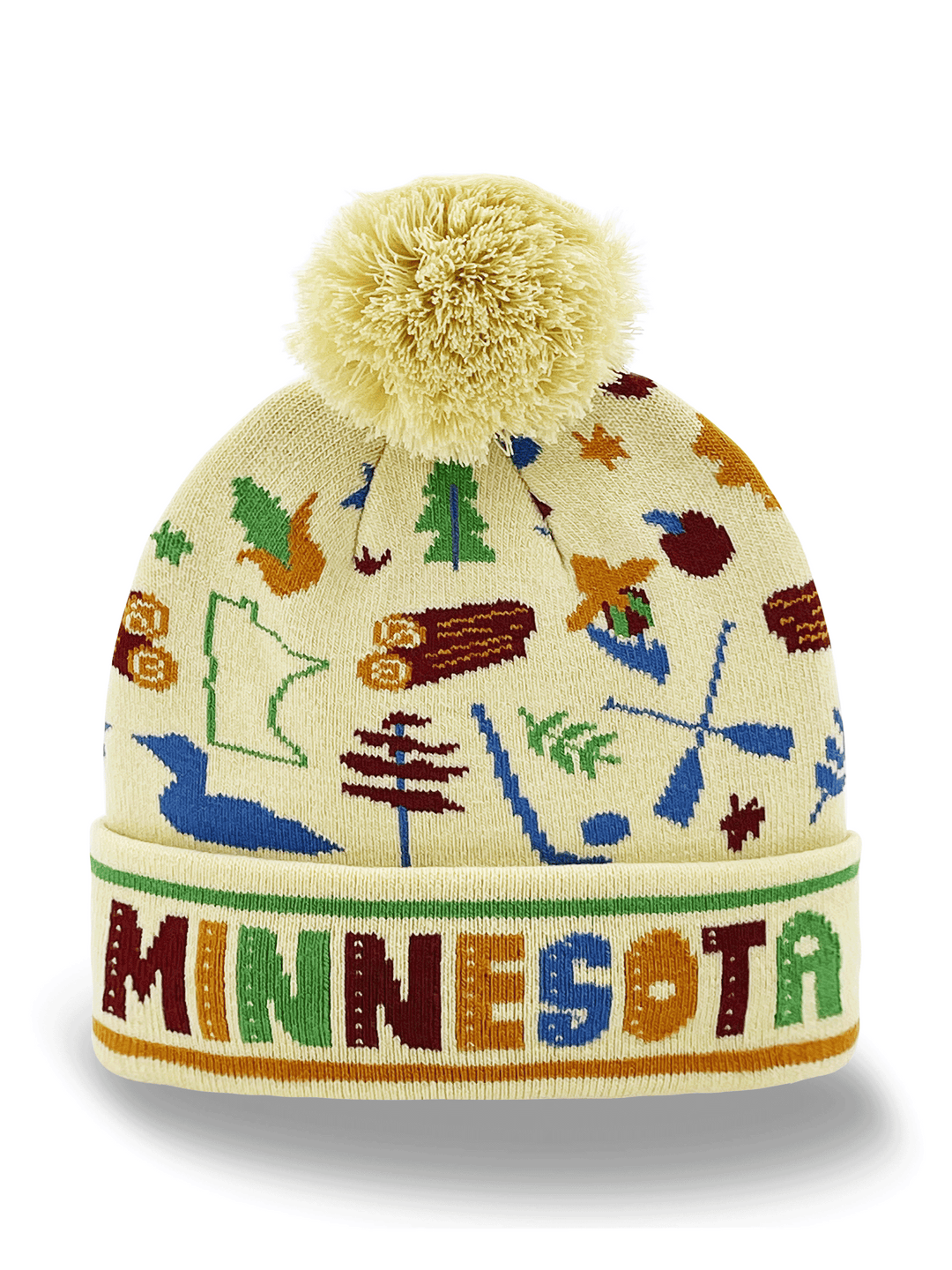 Minnesota Knit Beanie with Lake, Canoe, Golf & State Icons