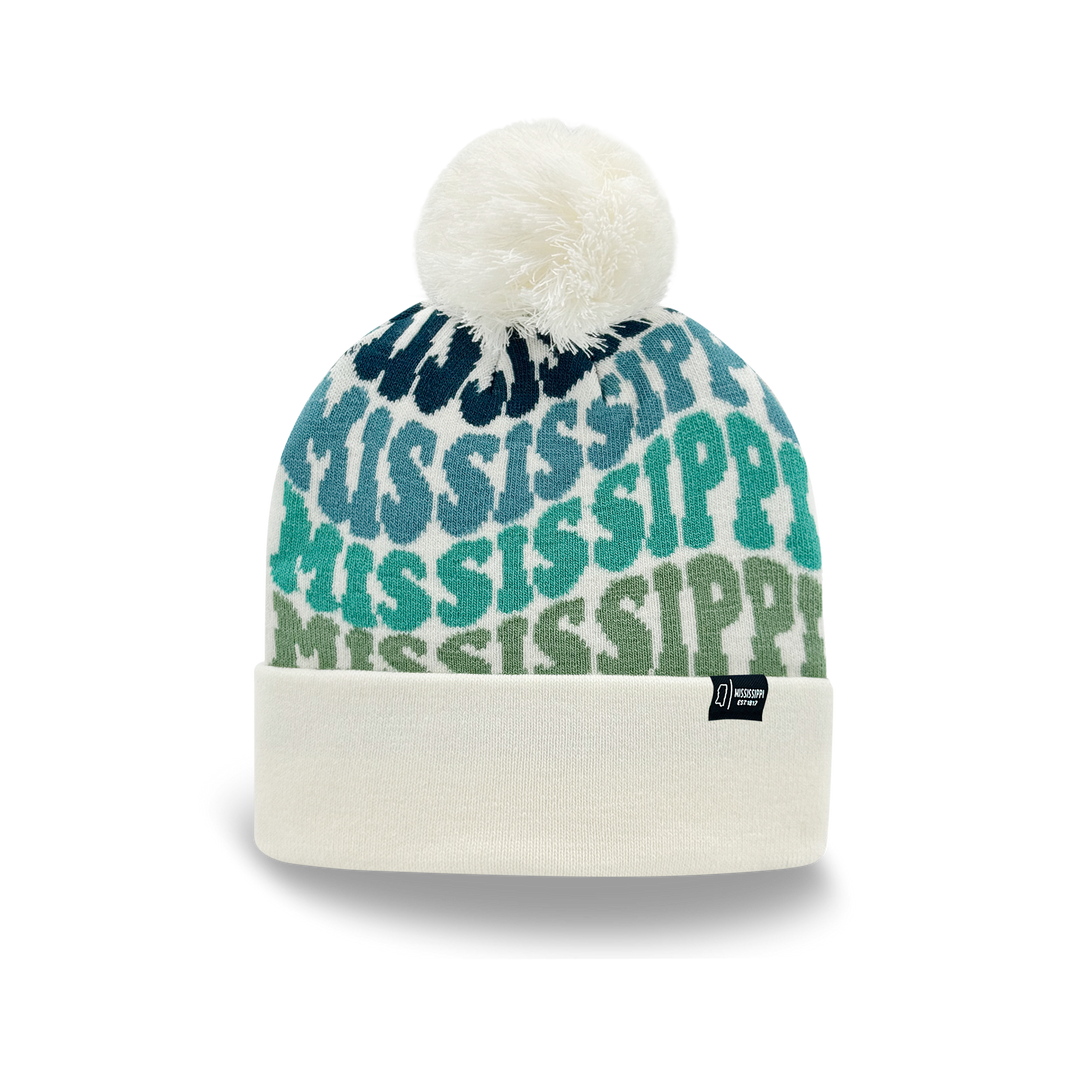 MISSISSIPPI Colorful Pom Pom Beanie - Warm Knitted Winter Hat