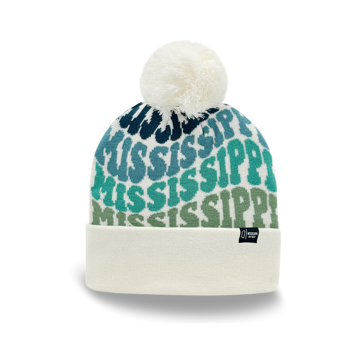 MISSISSIPPI Colorful Pom Pom Beanie - Warm Knitted Winter Hat