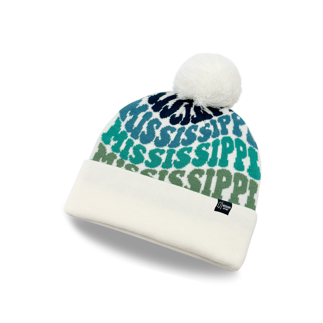 MISSISSIPPI Colorful Pom Pom Beanie - Warm Knitted Winter Hat