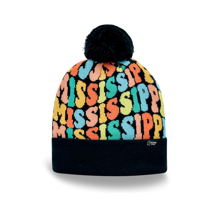 MISSISSIPPI Colorful Pom Pom Beanie - Warm Knitted Winter Hat
