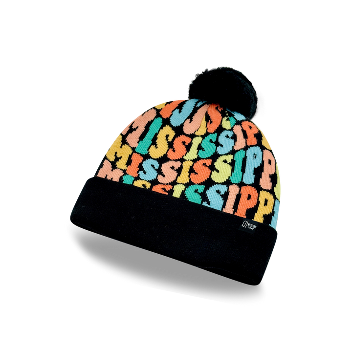 MISSISSIPPI Colorful Pom Pom Beanie - Warm Knitted Winter Hat