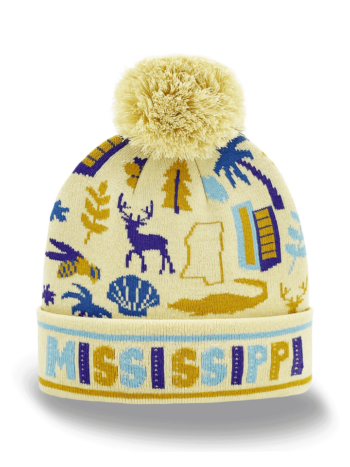 Mississippi Knit Beanie Winter Hat with Pom Pom | River State Souvenir Gift
