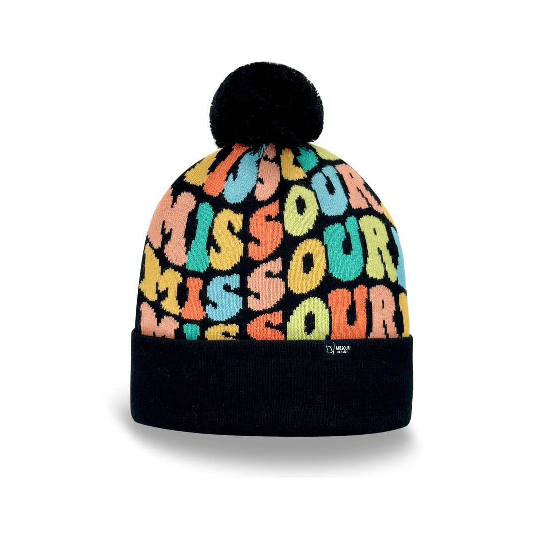 MISSOURI Colorful Pom Pom Beanie - Warm Knitted Winter Hat