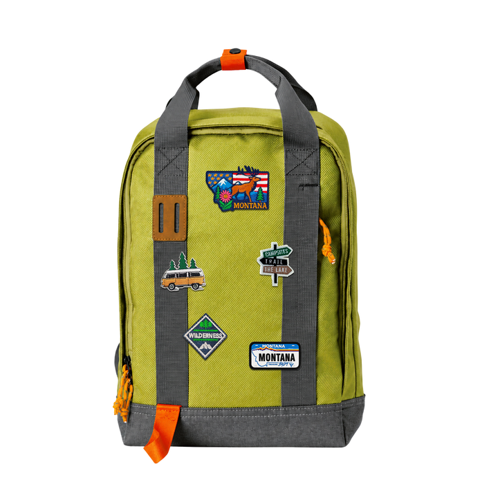 Montana Big Sky Waterproof Camouflage Backpack with Vintage Patches for Travel