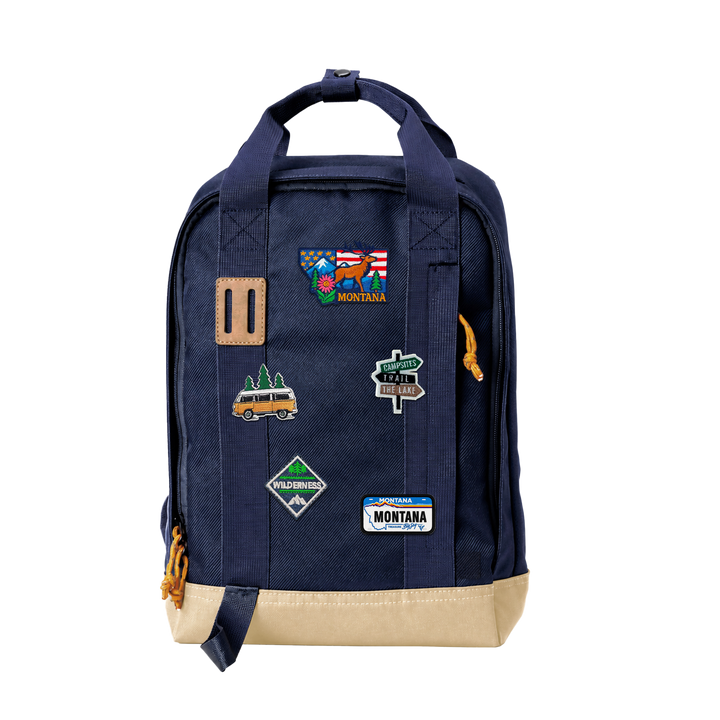 Montana Big Sky Waterproof Camouflage Backpack with Vintage Patches for Travel